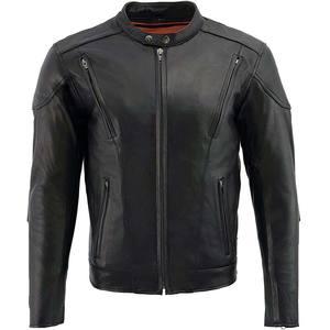 Chaqueta de cuero sintético personalizada para hombre, estilo casual de invierno, con cuello alto, tipo bomber, chaqueta de motociclista. - Product Image 1