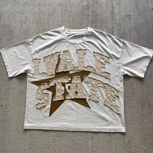 เสื้อยืดวินเทจขนาดใหญ่ใส่ได้ทั้งชายและหญิงเสื้อยืดวินเทจปักลายตัวอักษร - Product Image 4