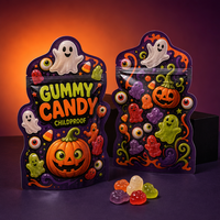Sachet d'emballage refermable à motif de dessin animé imprimé sur mesure, découpé sur mesure, forme spéciale, résistant aux enfants, pour bonbons gélifiés
