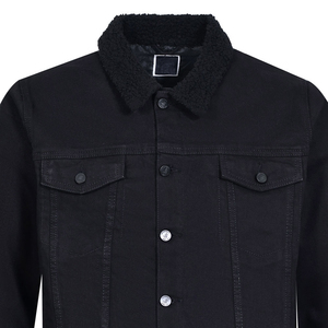 <b>Men's</b> Casual Black <b>Trucker</b> Denim <b>Jacket</b> Embroidered Collar Breathable Winter Design Customizable Zipper-Front Logo-Wholesale - Product Image 2