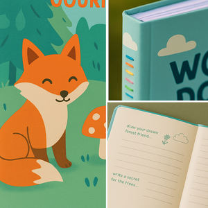LABON Wonder Doodle A5 Journal créatif pour enfants avec couverture forêt renard mignon pour le dessin et l'écriture. - Product Image 2