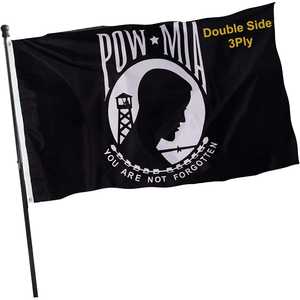 Paquete de 2 Banderas de Prisioneros de Guerra 3x5 para Exteriores - No se te olvidan las banderas de prisioneros de guerra MIA, pancarta negra duradera para exteriores - Product Image 1