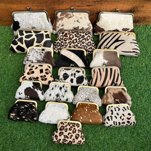 Mini monederos con estampado de animales para mujer, bolsa de Clip pequeña de cuero genuino, Clip de billetera pequeña de cuero genuino a la moda con hebilla - Product Image 4