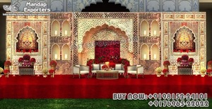 แผงฉากหลังตกแต่งเวทีปาร์ตี้ปากีสถานซุ้มโค้งมีลักษณะสวยงามกรอบกระจกฉากหลังแต่งงานปรับได้ตามต้องการ - Product Image 4