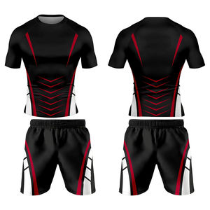 Conjunto de Camiseta y Pantalones Cortos de Compresión para Hombre, para Entrenamiento de BJJ, MMA y Grappling, Ligero, de Secado Rápido, con Logotipo Delantero/Trasero - Product Image 1