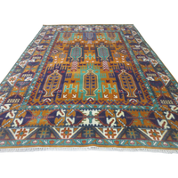 High Quality Wool Moroccan Abstract Hand Knotted Rugs 8x14 9x12 Multi Color Handmade Eco-Friendly Anti-Slip Low Pile Thin Living