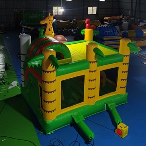 Château gonflable girafe orang-outan, thème safari, maison de rebond avec toboggan aquatique - Product Image 6