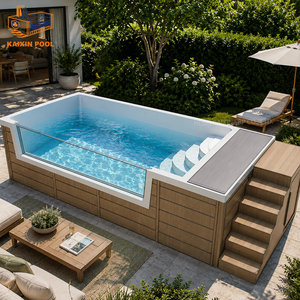 Piscine Familiale de Luxe Personnalisée, Jacuzzi Extérieur Type Conteneur WPC, Nage à Contre-Courant, Piscine en Fibre de Verre Hors Sol, Piscine en Acrylique Transparent - Product Image 2