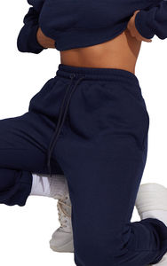 Femmes Logo personnalisé coton cordon Yoga haut à capuche recadrée à capuche pour les sports d'hiver entraînement goutte épaule haut actif - Product Image 2