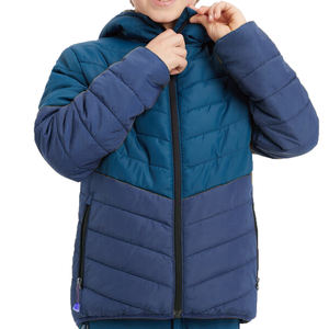 Chaquetas acolchadas con capucha personalizadas OEM para hombre, chaquetas de burbujas de talla grande de tela de poliéster de alta calidad de Color azul sólido para invierno - Product Image 2