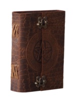 Carnet de notes rond en cuir véritable à motif crocodile, pentagramme, fournitures de bureau et papeterie, fournitures scolaires, journal vintage