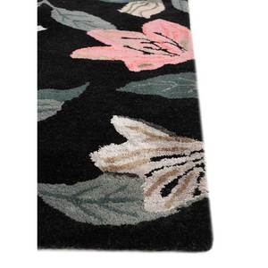 Hacienda Floral & Striped Hand Tufted Wool & Viscose <b>Rug</b> Grey & <b>Black</b> Rectangle for Home Living Room or Hallway-Tra-13357(Cryt) - Product Image 4