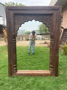 Décoration de la maison de luxe grand grand cadre en bois sculpté long corps pleine longueur dressing suspendu miroir mural cadre miroir décoration murale cadre - Product Image 4