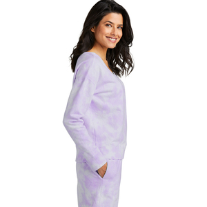 เสื้อสเวตเตอร์คอกลมคอกลมของผู้หญิงสีม่วงอ่อนเสื้อสเวตเตอร์แบบสวมหัวเสื้อคอตตอนโพลีเอสเตอร์สวมใส่สบายสำหรับสตรีท - Product Image 4