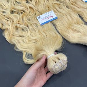 Ondulado natural con máquina de color rubio y piano, extensión de cabello humano de trama, supercalidad vietnamita, listo para enviar - Product Image 1