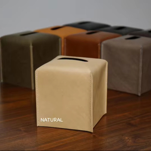 Funda de cuero para caja de pañuelos Cognac Tan Dark Chocolate Moss Cement Black Holder 2017 - Product Image 1