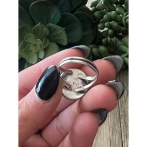 Navajo Handmade Sterling Silver <b>Ring</b> with Genuine Golden Hills <b>Turquoise</b> Size 5.25 Boho Statement Jewelry - Product Image 5