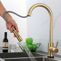 Robinet de cuisine moderne à poignée unique en acier inoxydable 304 180 °   Kit de pulvérisation pour salle de bain 3-en-1 avec 180 °   Robinet de cuisine rotatif