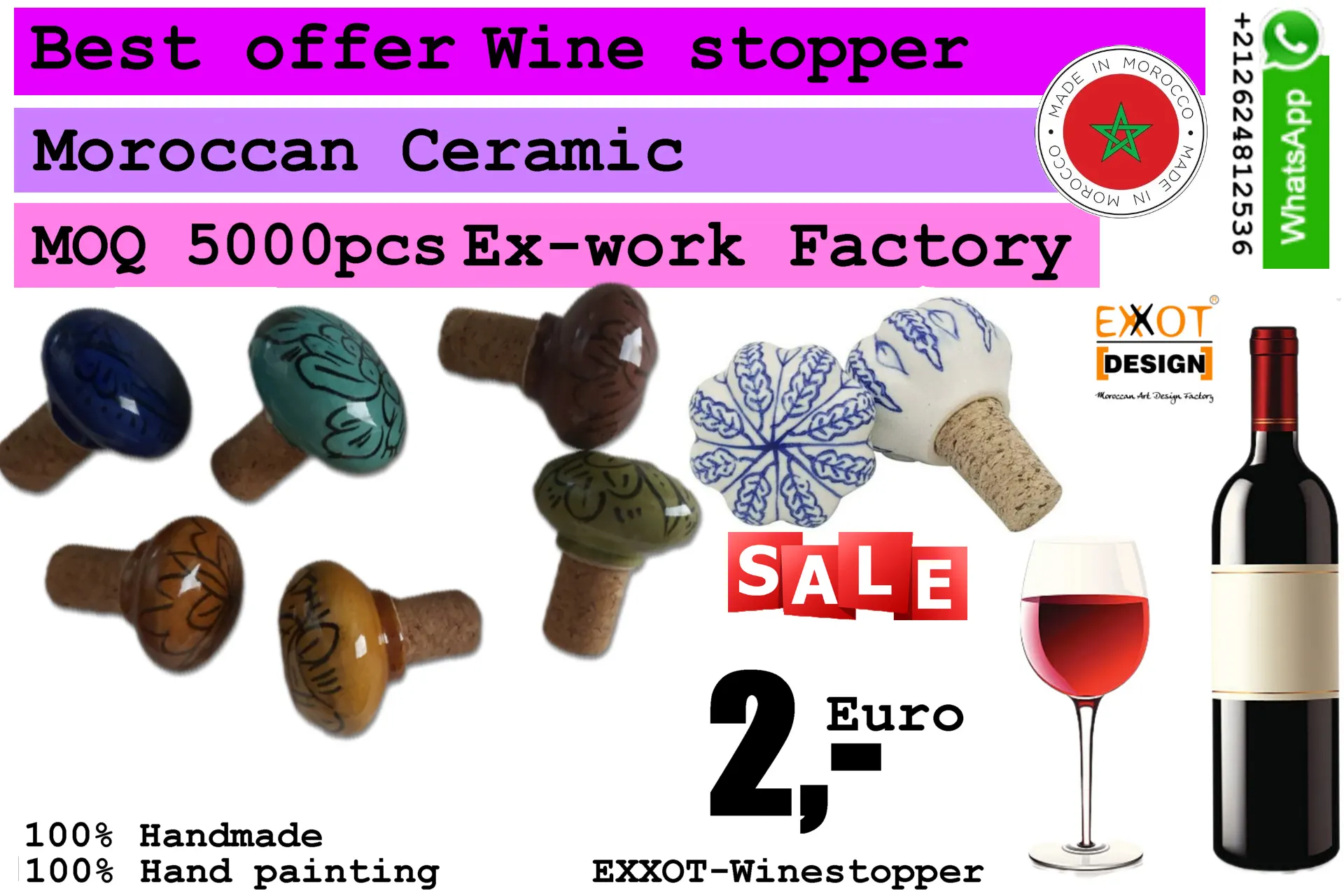 Original Moroccan Wine stopper 100% handwork directly from manufacturer