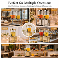 Distributeur de jus de boisson froide en or avec base en acier inoxydable et tube de glace pour buffet, restauration, hôtel, distributeur de boissons 8L 16L