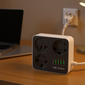 ปลั๊กพ่วง LDNIO SC3604 แบบ 6 พอร์ต USB สายยาว 2 เมตร ปลั๊กแบบ EU ปลั๊กอัจฉริยะสำหรับบ้านและสำนักงาน - Product Image 3