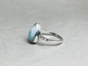Vente en gros Larimar Bague en argent larme pierre naturelle Larimar Bague en argent faite à la main minimaliste solide 925 Bague en argent sterling - Product Image 5