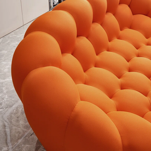 โซฟาผ้ากำมะหยี่สีส้มราคาประหยัดจากโรงงาน ขายส่งโซฟาคลาวด์ 2 ที่นั่ง รับผลิตโซฟาตามสั่งจำนวนมาก - Product Image 3