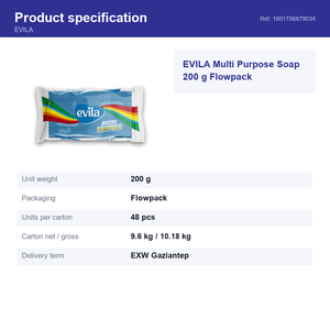 Savon en barre multi-usages écologique EVILA 200g, mousse riche, parfum longue durée, à base naturelle, pour la lessive et les soins personnels - Product Image 3