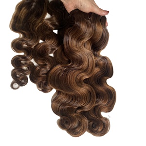 Extensiones de Cabello Natural Color Marrón, Cabello Virgen de un Solo Donante, Puntas Adhesivas, Precio al por Mayor, Frontal de Encaje, Ondulado - Product Image 1