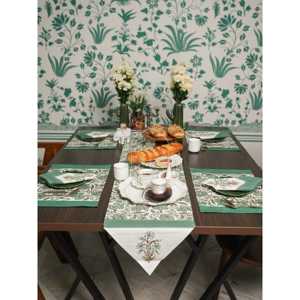 Shahjahani lujo Jacquard tejido camino de mesa Floral impreso tela a rayas para comedor fiestas hogar Hotel uso - Product Image 2