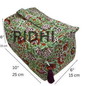 Eco Friendly <b>Quilted</b> Cotton Large Travel for Organizer <b>Bag</b> in Pastel Mint Green Reusable Pouch Daily Use Luggage - Product Image 2