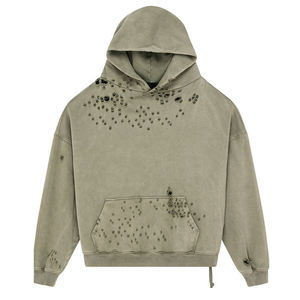 Sweat à capuche hommes haute qualité lavage à l'acide à capuche polaire hiver solide avant Streetwear sweat OEM Service 100% coton pour l'impression - Product Image 3