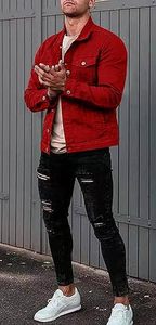 แจ็กเก็ตยีนส์ Sherpa ผู้ชาย, เสื้อผ้าแฟชั่นผ้ายืดเข้ารูปพร้อมกระดุมตกแต่ง100% สำหรับฤดูใบไม้ผลิฤดูใบไม้ร่วง - Product Image 4