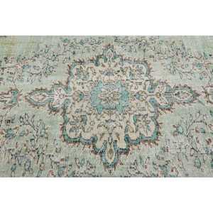 Alfombra Vintage Grande de 5.9x9.8 pies, Alfombra Turca, Alfombra de Lana con Diseño Floral Azul Verde - Product Image 4