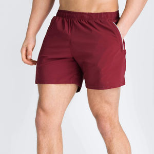 Shorts de gymnastique en maille de polyester légers et respirants pour hommes, vêtements de fitness à motif uni, avec poches zippées et décoration en dentelle - Product Image 6