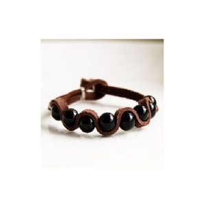 Pulsera Punk ancha de cuero genuino negro marrón para hombres y mujeres, brazalete ajustable para mujeres, pulseras Vintage y brazalete - Product Image 4