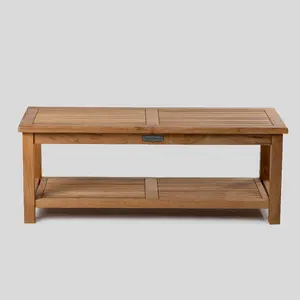 Table basse rectangulaire en teck massif naturel minimaliste pour patio, jardin, balcon et terrasse - Product Image 3