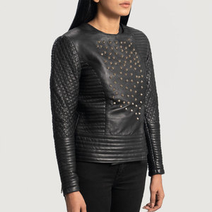 Chaqueta de Mujer Personalizada con Logotipo, Tejida y Transpirable, de Cuero PU Vintage, Manga Larga, Cuello Alto, Otoño Invierno, Alta Calidad - Product Image 2