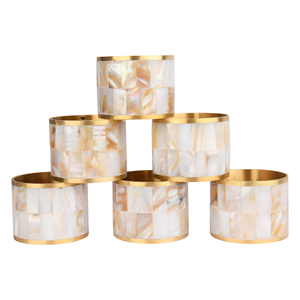 Rond de serviette en incrustation de perles nacrées Vadrouille dorée Décoration de table et de salle à manger pour les fêtes - Product Image 3