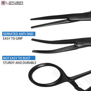 Fórceps Kelly hemostáticos con revestimiento negro Premium Sistema de bloqueo seguro Acero inoxidable de grado quirúrgico de alta calidad - Product Image 5