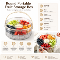 Plateau de service portable réfrigéré avec base à glace et couvercle pour fruits, collations et traiteur