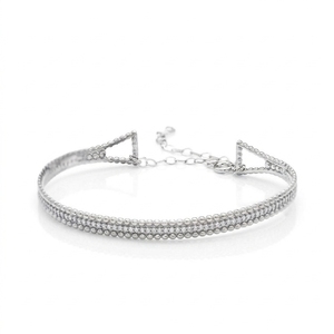 Bracelet manchette pour femme en argent sterling 925 plaqué or et rhodium, fait main en Turquie, avec un design délicat en pierres CZ transparentes - Product Image 3
