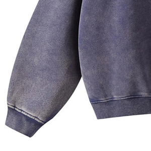 Custom Patch Applique Embroidery Distressed Hoodies <b>Zip</b> <b>up</b> <b>Jacket</b> Acid Wash Vintage Washed Men Fleece Streetwear Oversize Hoodie - Product Image 4