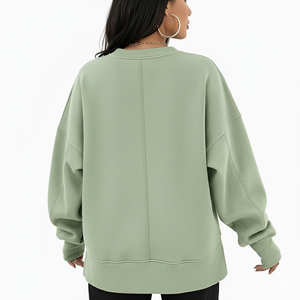 2025 otoño logotipo personalizado mujeres sudaderas polar cuello redondo de gran tamaño pulóveres Casual cómodo otoño moda mujer trajes sudadera - Product Image 3