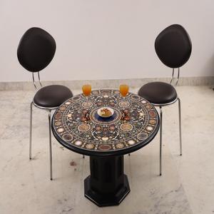 Table basse de luxe en marbre blanc incrusté de meubles de maison de style traditionnel élégant pièce décorative pour le salon - Product Image 5