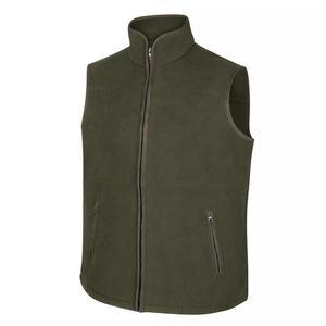 Chaleco sin mangas gris oscuro de poliéster/nailon con cremallera completa y cuello alto para hombre, ropa exterior de forro polar, estilo casual, marca personalizada - Product Image 4