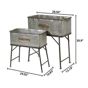 Jardinières en métal galvanisé avec supports (lot de 2) jardinières rectangulaires en métal galvanisé avec supports - Product Image 5