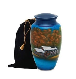 Urne funéraire en métal peinte à la main de ferme Urne funéraire en métal massif pour adultes Urne funéraire artisanale pour cendres Taille personnalisée - Product Image 4