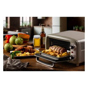 Horno Eléctrico de Convección de Acero Inoxidable Beige Vintage de 10 Litros (800W), Fácil de Limpiar, Multiusos, con Termostato Ajustable para Exteriores - Product Image 3