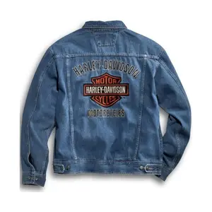 Wholesale Custom MENS H/D MOTORCYCLE BLUE JACKET Polyester Jacket High Quality Polyester Viscose Jacket